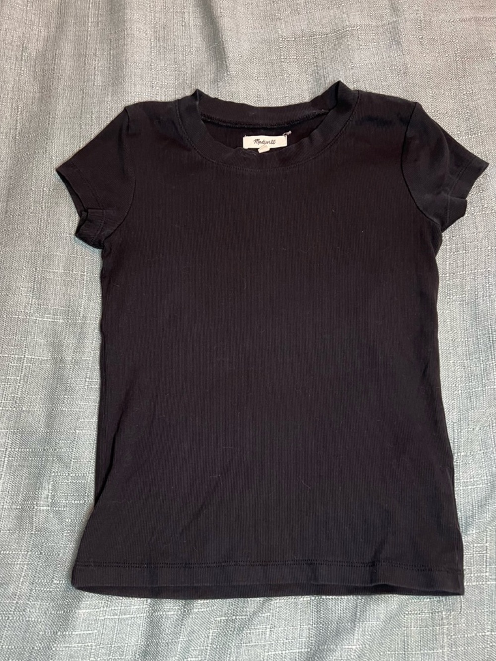 Madewell Black Ribbed Crewneck Tee Size XS